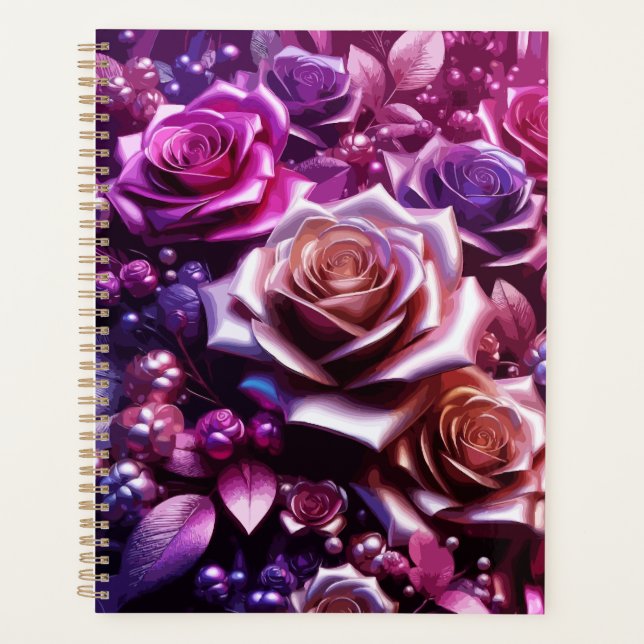 Dreamscape Roses Luminous Floral Typography Planner (Front)