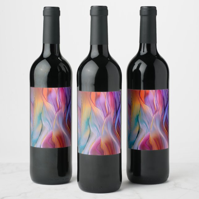 "Dreamscape Waves" Contemporary Abstract Art       Wine Label (Bottles)