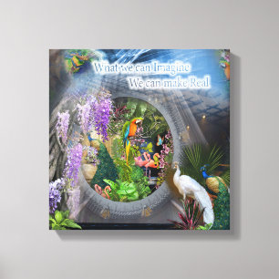 Dreamscape Wisteria flowers & Peacock themes Canvas Print
