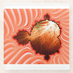 Dreamsicle Mandelbrot With Lightning Bolts Glass Coaster
