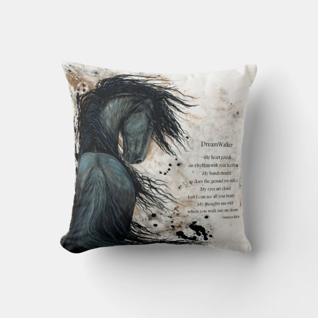 DreamWalker Horse Pillow Art Print by Bihrle (Front)