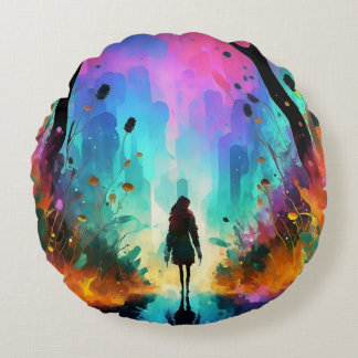 Dreamweaver's Symphony:Alcohol Ink  Round Cushion