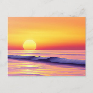 Dreamy Abstract Sunset Over a Tranquil Ocean Scene Postcard