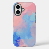 Dreamy Abstract Watercolor Clouds in Blue and Pink