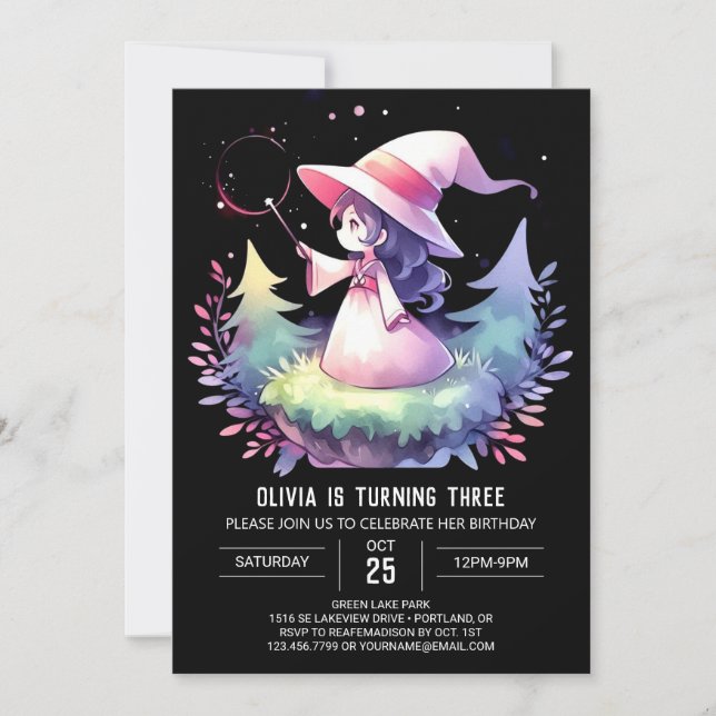 Dreamy Adorable Wizard Birthday Invitation (Front)