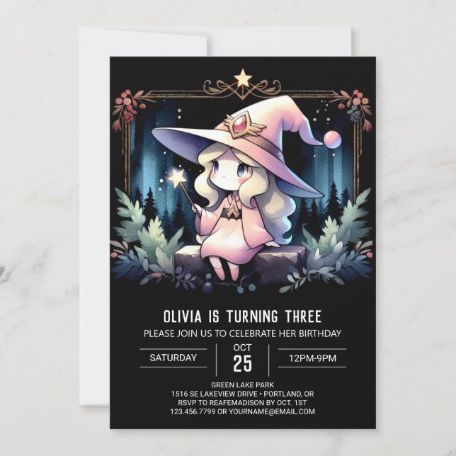 Dreamy Adorable Wizard Birthday Invitation (Front)