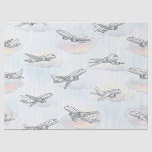 Dreamy Aeroplane Sky Travel Pattern (1) Tissue Paper
