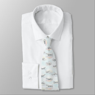 Dreamy Aeroplane Sky Travel Pattern (2) Tie