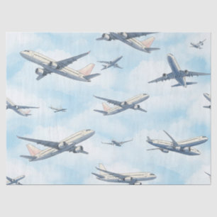 Dreamy Aeroplane Sky Travel Pattern (2) Tissue Paper