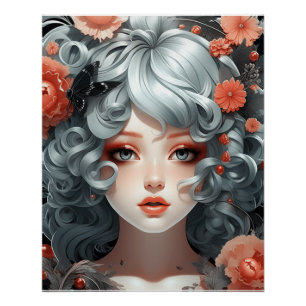 Dreamy AI Art Anime Couture: Vintage Style LBD Poster