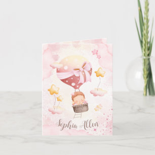 Dreamy air balloon Birth Announcement Card girl