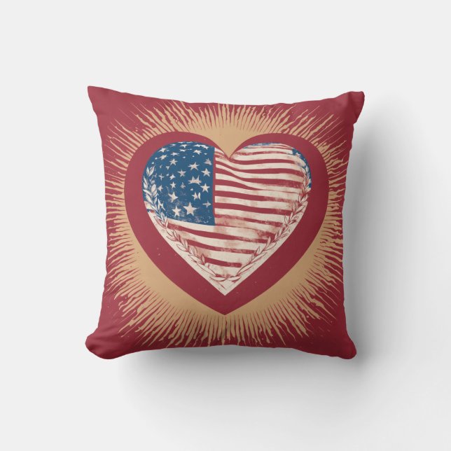 Dreamy American Flag Throw Pillow (Front)