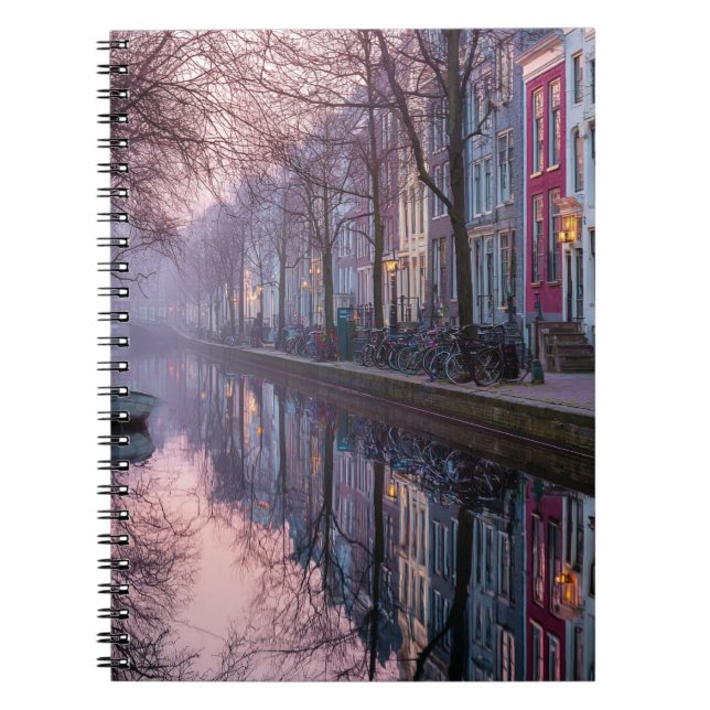 Dreamy Amsterdam Twilight Canal Notebook (Front)