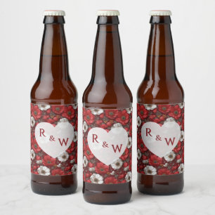 Dreamy Anemones Petal Seaside Wedding Beer Bottle Label