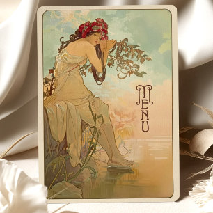 Dreamy Art Nouveau Wedding Menu Card