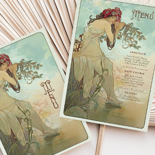 Dreamy Art Nouveau Wedding Menu Card