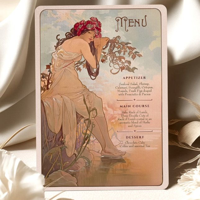 Dreamy Art Nouveau Wedding Menu Card (Creator Uploaded)