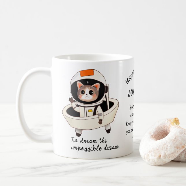 Dreamy astrocat custom coffee mug (With Donut)