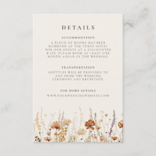 Dreamy Autumn Wildflower Wedding Details Enclosure Card