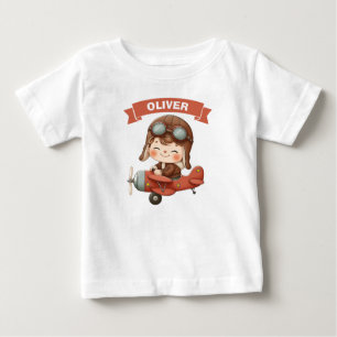 Dreamy Baby Aviator in Red Aeroplane T-Shirt