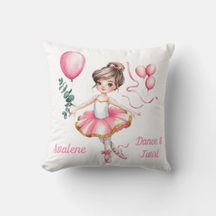 Dreamy Ballerina in Flight Birthday Party Gift Cushion