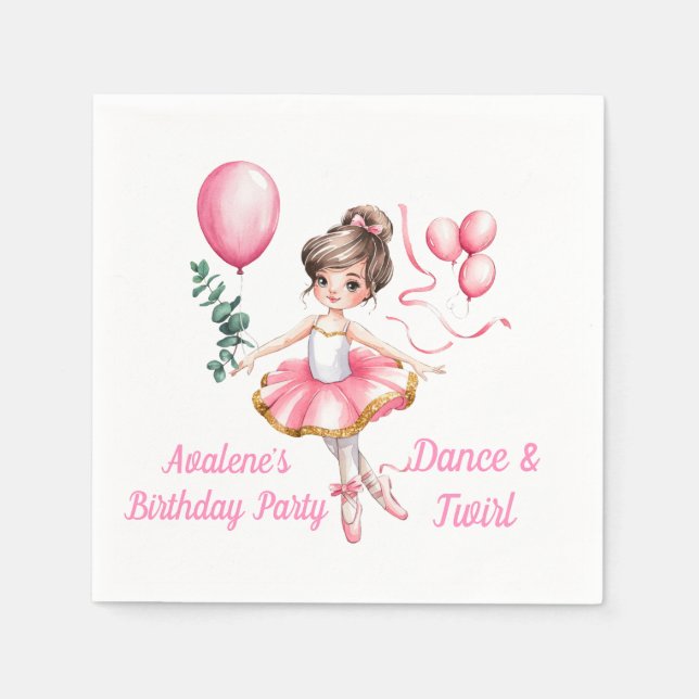 Dreamy Ballerina in Flight Birthday Party Napkin (Front)