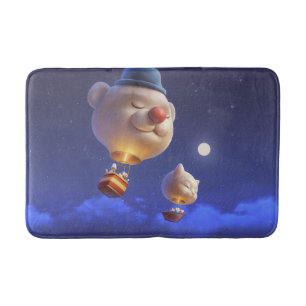 Dreamy Balloon Ride: Smiling Bichon Hot Air Balloo Bath Mat