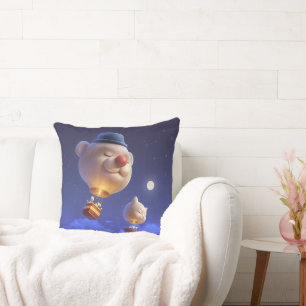 Dreamy Balloon Ride: Smiling Bichon Hot Air Balloo Cushion