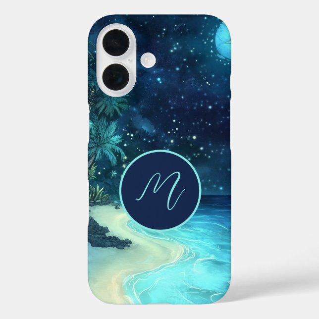 Dreamy Beach Starry Night Sky Monogram Case-Mate iPhone Case (Back)