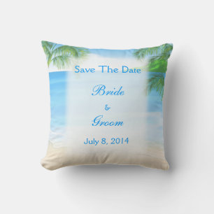 Dreamy Beach Wedding Save The Date Cushion