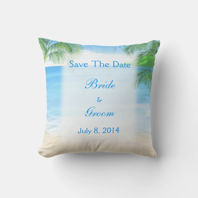 Dreamy Beach Wedding Save The Date Cushion (Front)