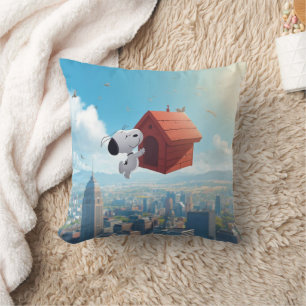 Dreamy Beagle Floating City Comic Illustration Cushion