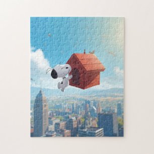 Dreamy Beagle Floating City Comic Illustration Jigsaw Puzzle