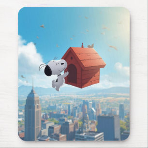 Dreamy Beagle Floating City Comic Illustration Mouse Pad