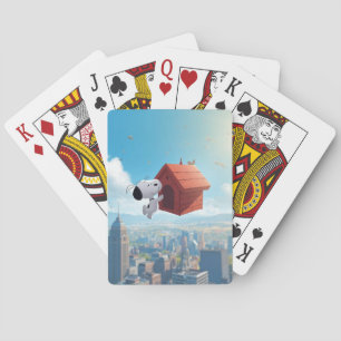 Dreamy Beagle Floating City Comic Illustration Playing Cards