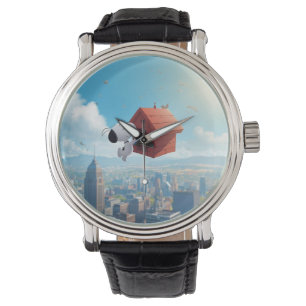 Dreamy Beagle Floating City Comic Illustration Watch