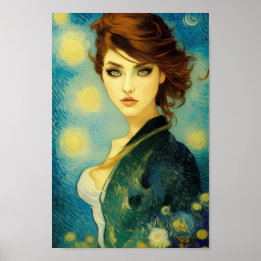 Dreamy Beautiful Woman's Portrait Art - Exotic Art Poster