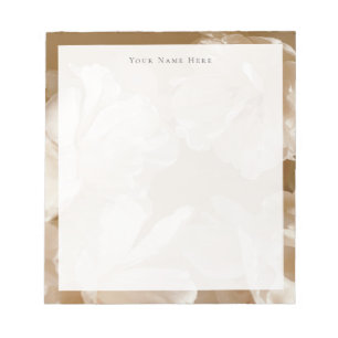 Dreamy beige and White Floral Personalised Notepad