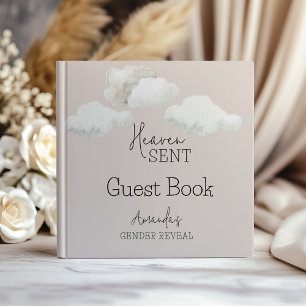 Dreamy Beige Clouds Heaven Sent Gender Reveal Guest Book
