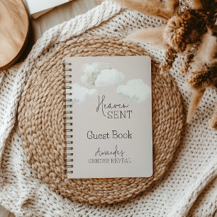 Dreamy Beige Heaven Sent Gender Reveal Guest Book