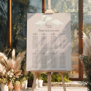 Dreamy Beige Heaven Sent Gender Reveal Seating Poster