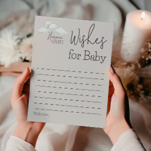 Dreamy Beige Heaven Sent Gender Reveal Wishes Card