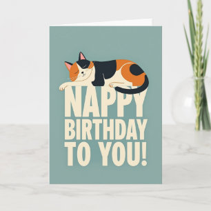 Dreamy Birthday Sleeping Feline Card