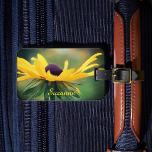 Dreamy Black Eyed Susan Daisy Flower Personalised Luggage Tag