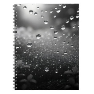 Dreamy Black White Dewdrop Web Notebook
