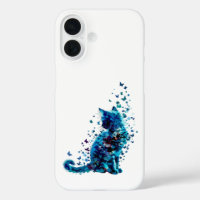 Dreamy Blue Cat – Butterfly & Floral Art