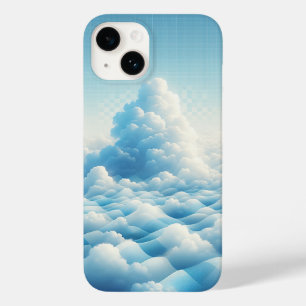 Dreamy Blue Clouds Phone Case - Surreal Sky Grid 