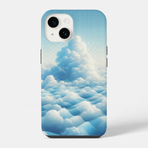 Dreamy Blue Clouds Phone Case - Surreal Sky Grid 
