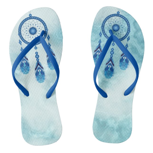 Dreamy Blue Dream Catcher Thongs (Footbed)