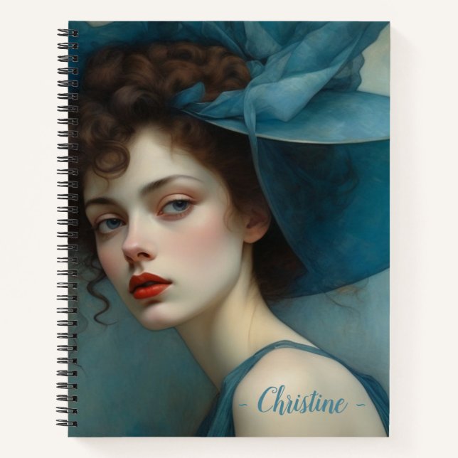 Dreamy Blue Dress and Large Hat Notebook (Front)